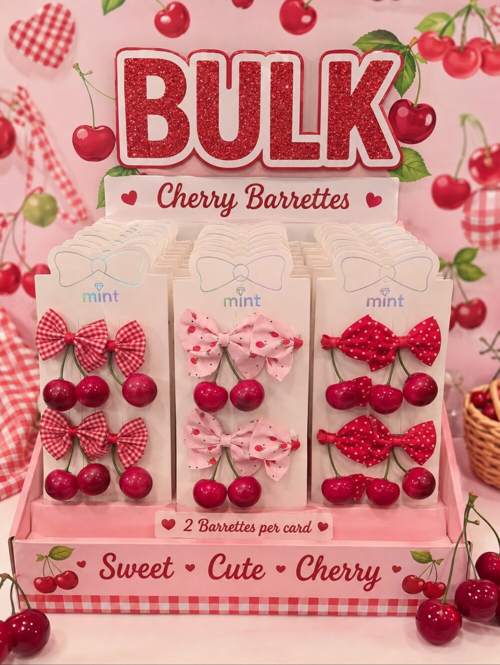 BULK Cherry Bow Barrettes